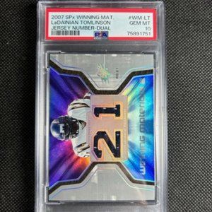2007 Upper Deck Spx Winning Materials Ladanian Tomlinson Psa 10 Gem Mint Pop 1